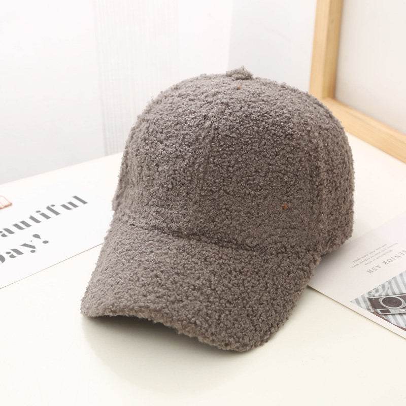 Korean Style Lambswool Baseball Cap for Women - Summer Solid Color - Buy Center US