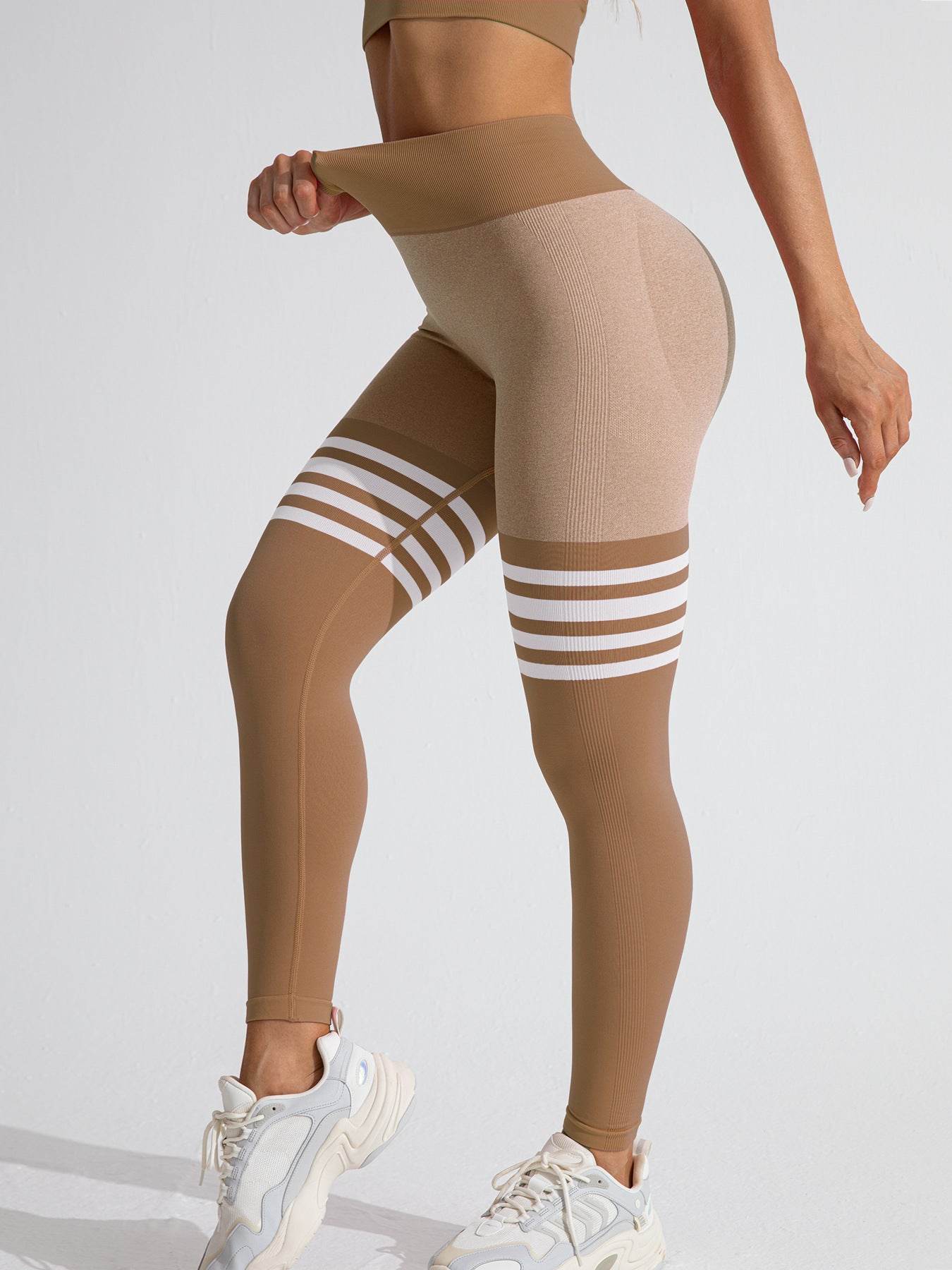 Striped High Waist Sports Tights for Women - Hip Lift Running Pants - Buy Center US