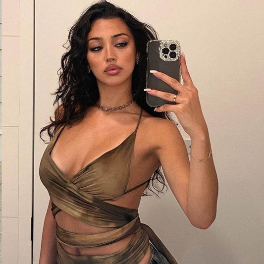Women's Lace Up Backless Vest - Slim Fit Khaki & Irregular Style - Buy Center US
