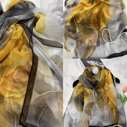 Fashionable Yourou Yarn Rose Scarf for Women - Stylish 135x180cm Design - Buy Center US