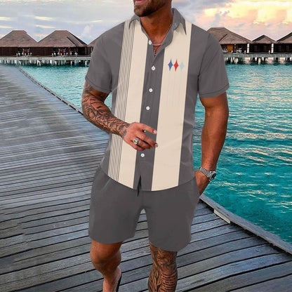 Buycenter Gradient 3D Printing Shorts Set - Stylish Outdoor Short-Sleeved Wear - Buy Center US
