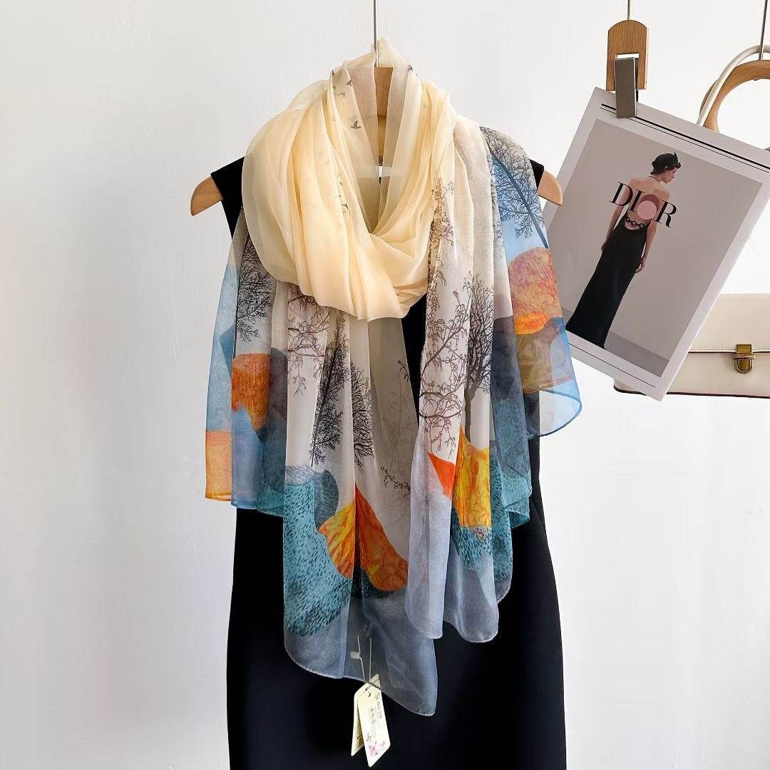 Women's Long Printed Anti-DDoS Scarf - Stylish & Ethnic Design - Buy Center US