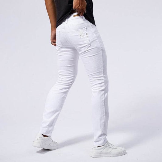 Men's European American White Stretch Skinny Jeans - Comfortable Fit - Buy Center US