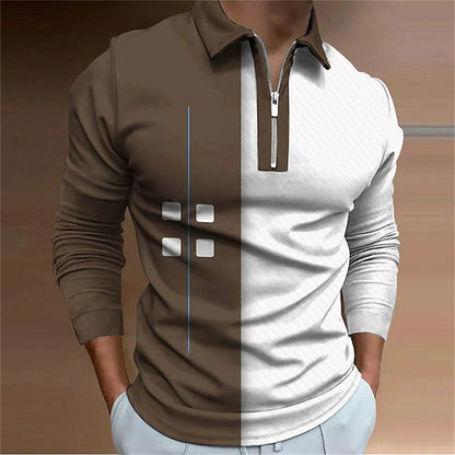 Men's Casual Long Sleeve Lapel Polo Shirt - European & American Fashion - Buy Center US