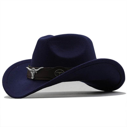 Fashion Woolen Western Denim Top Hat - Sun Protection, Multiple Colors - Buy Center US