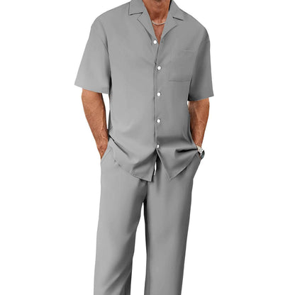 Buycenter Men's Leisure Suit - Short Sleeves & Trousers in Various Colors - Buy Center US