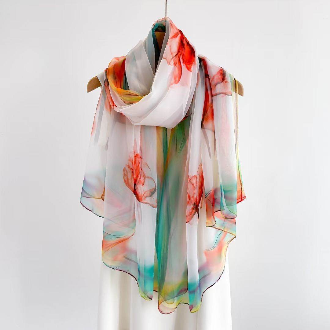 Women's Long Printed Anti-DDoS Scarf - Stylish & Ethnic Design - Buy Center US