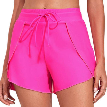 Quick-Drying Women’s High Waist Swimming Trunks - Solid Color Summer Style - Buy Center US