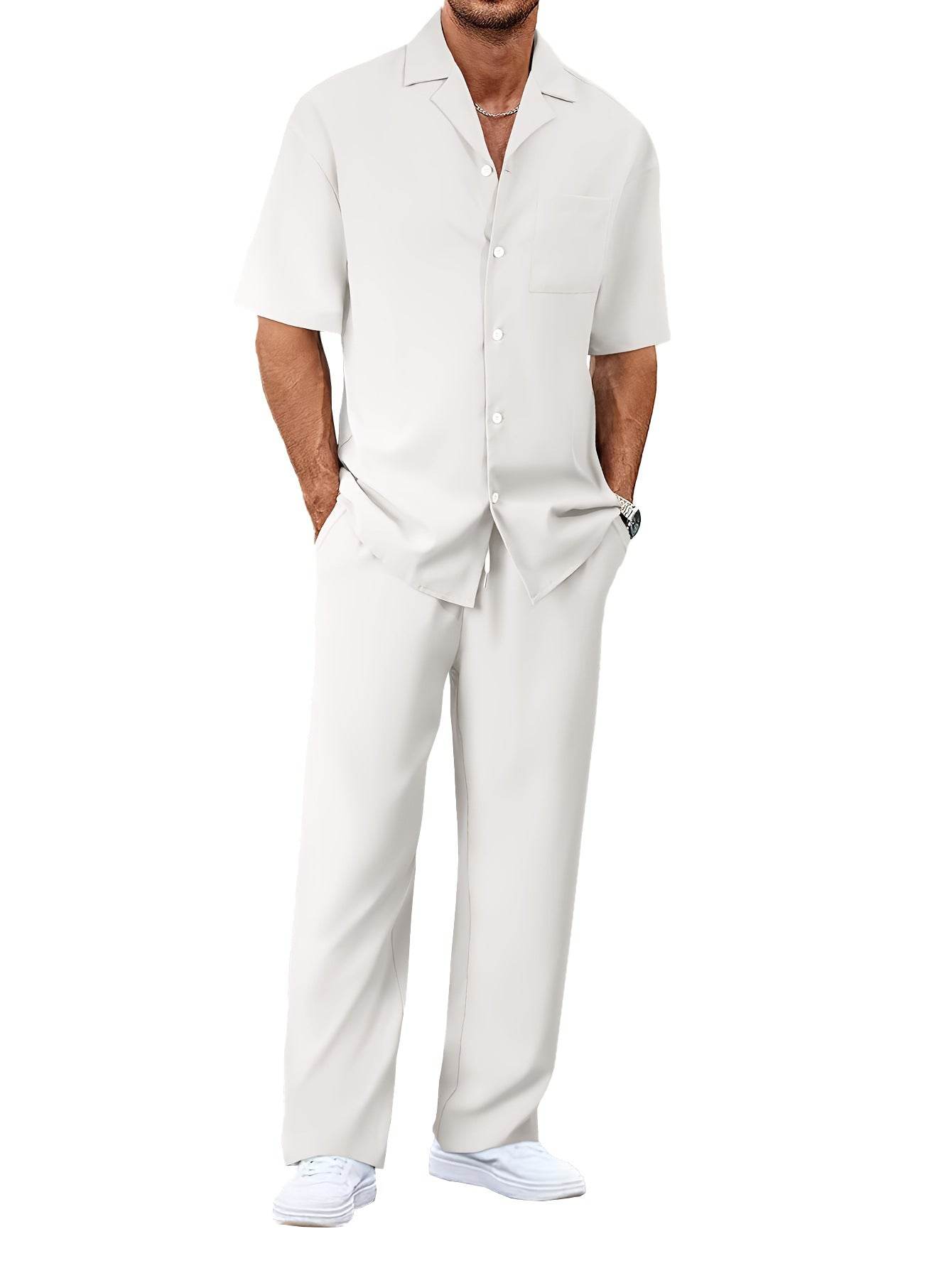 Buycenter Men's Leisure Suit - Short Sleeves & Trousers in Various Colors - Buy Center US