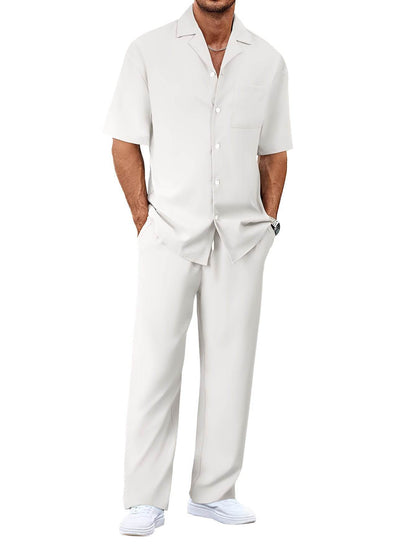 Buycenter Men's Leisure Suit - Short Sleeves & Trousers in Various Colors - Buy Center US