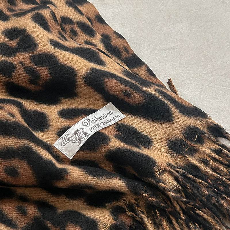 Vintage Leopard Print Cashmere Scarf - Warmth & Style for Winter - Buy Center US