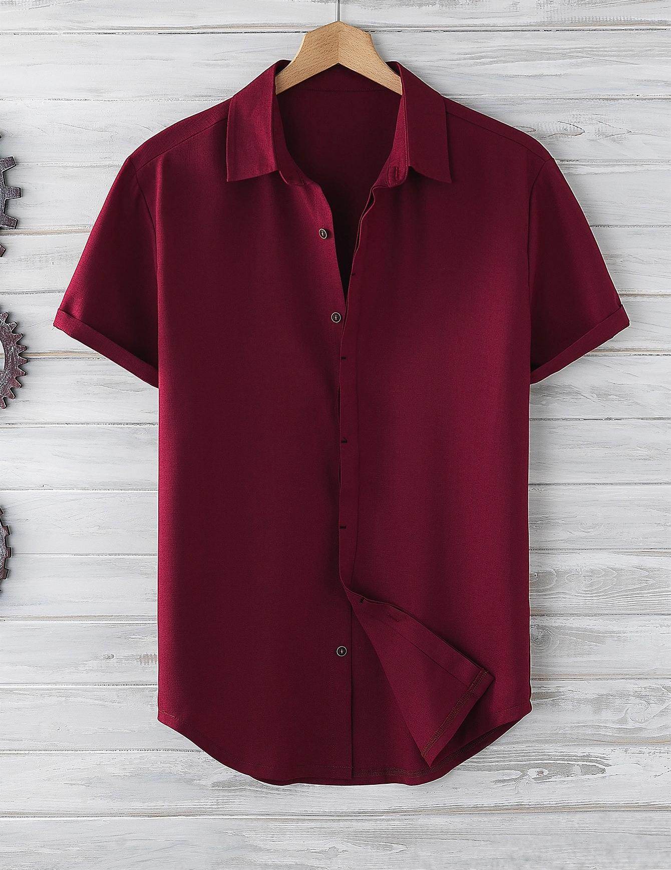 Buycenter Men's Short Sleeve Loose Shirt - Solid Colors & Slim Fit - Buy Center US