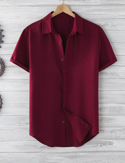 Buycenter Men's Short Sleeve Loose Shirt - Solid Colors & Slim Fit - Buy Center US