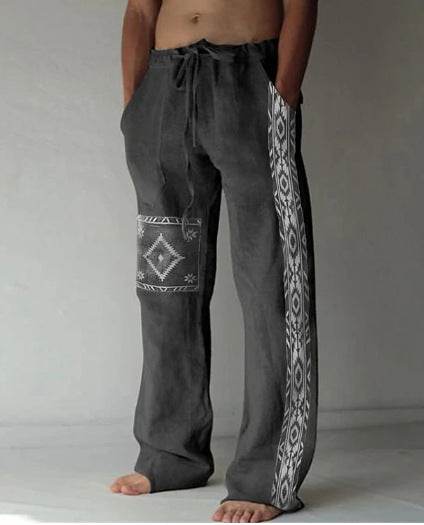 Men's Loose Casual Linen Pants - Printed, Comfortable, Available in Sizes S-6XL - Buy Center US