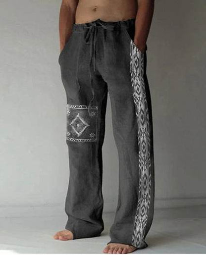 Men's Loose Casual Linen Pants - Printed, Comfortable, Available in Sizes S-6XL - Buy Center US