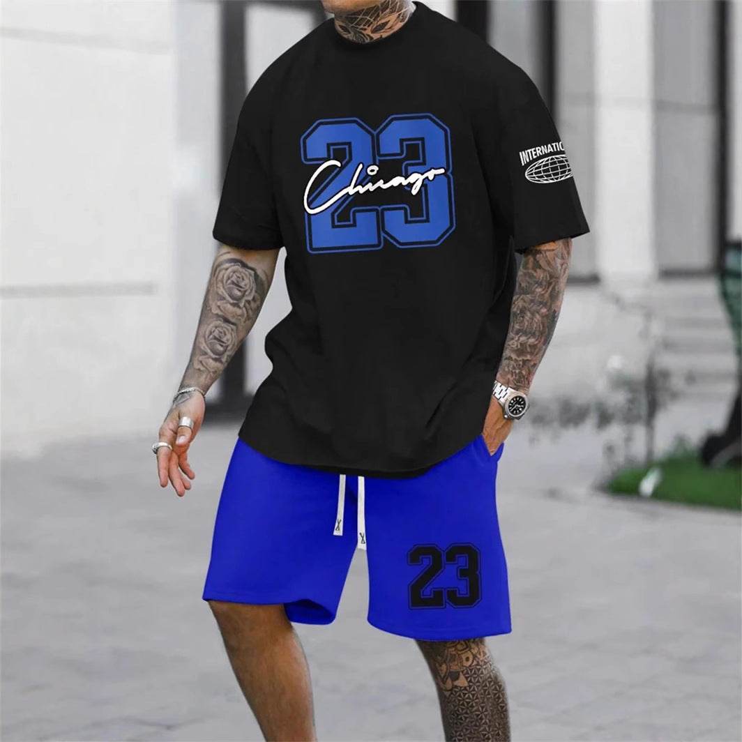 Buycenter Men's Casual Short-Sleeved Color Matching Shorts - Sports Leisure - Buy Center US