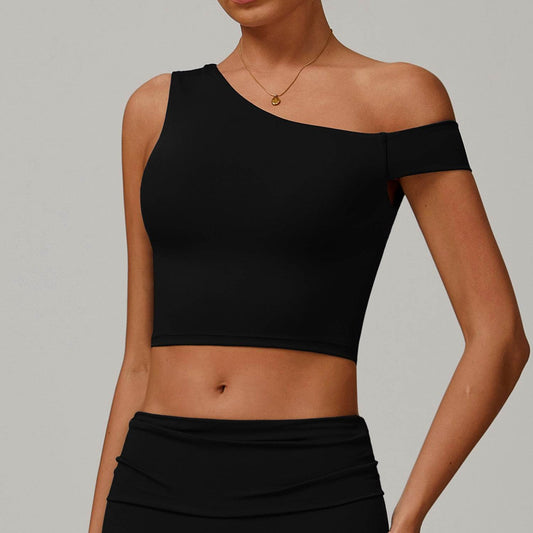 Women's Irregular Shoulder Yoga Vest - Eco-Friendly Sports Underwear - Buy Center US