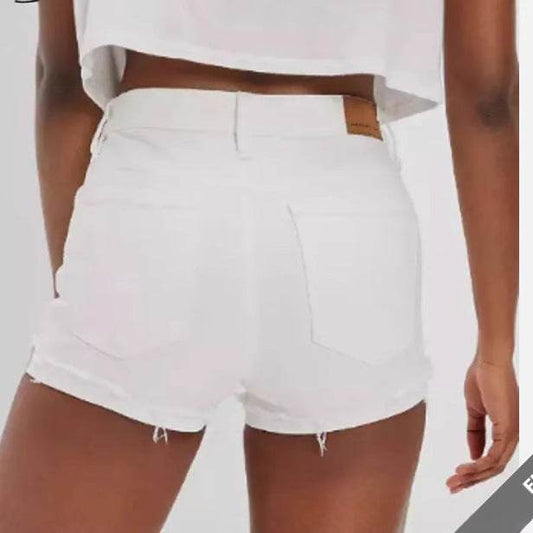 Women's Stretch Denim Shorts - Retro Art Style, Loose Fit, Mid Waist - Buy Center US
