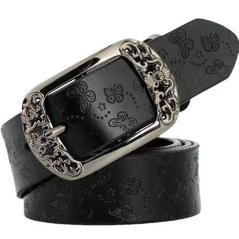 Elegant Retro Pin Buckle Printed Belt - PU Leather Casual Jeans Accessory - Buy Center US
