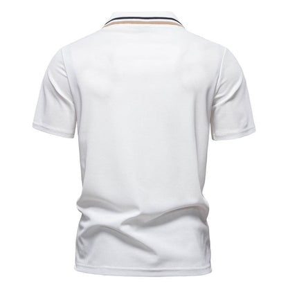 Men's Short-Sleeved Striped Polo Shirt - Casual Business Top for Summer - Buy Center US