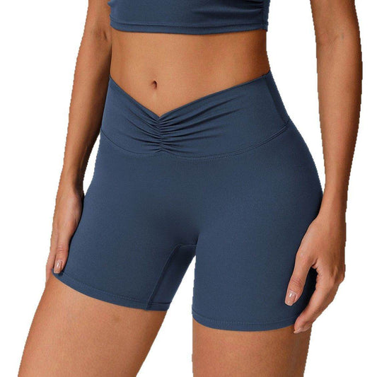 Peach High Waist Yoga Pants - Pleated Hip Raise for Comfort and Style - Buy Center US