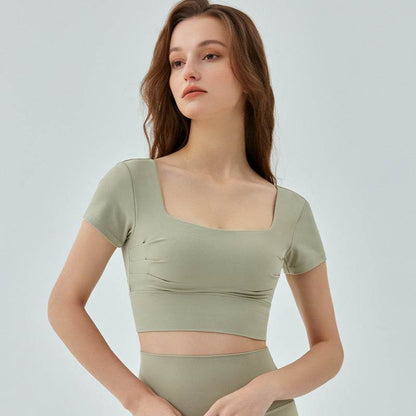 Women's Hollow-out Yoga Top - Short Sleeve with Removable Chest Pad - Buy Center US