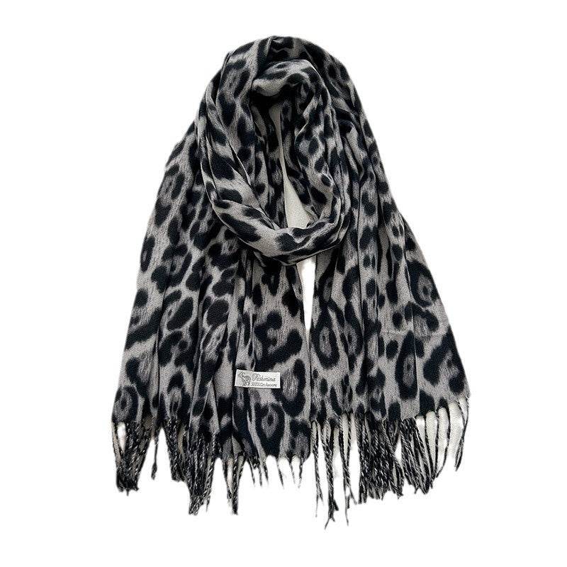 Vintage Leopard Print Cashmere Scarf - Warmth & Style for Winter - Buy Center US