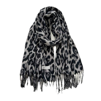 Vintage Leopard Print Cashmere Scarf - Warmth & Style for Winter - Buy Center US