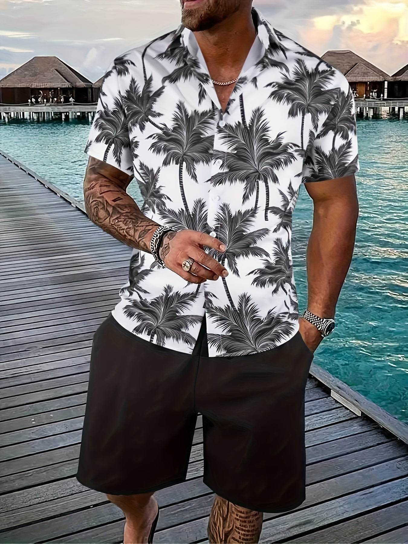 Buycenter Gradient 3D Printing Shorts Set - Stylish Outdoor Short-Sleeved Wear - Buy Center US
