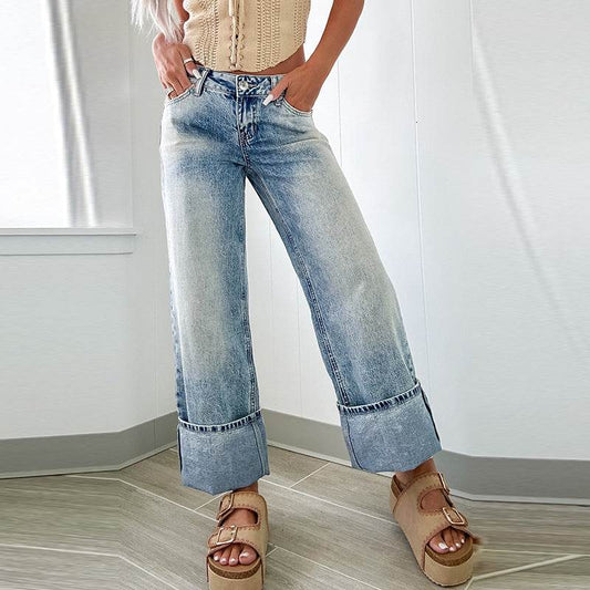 Women's High Waist Straight Pants - Retro European & American Style - Buy Center US