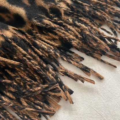 Vintage Leopard Print Cashmere Scarf - Warmth & Style for Winter - Buy Center US