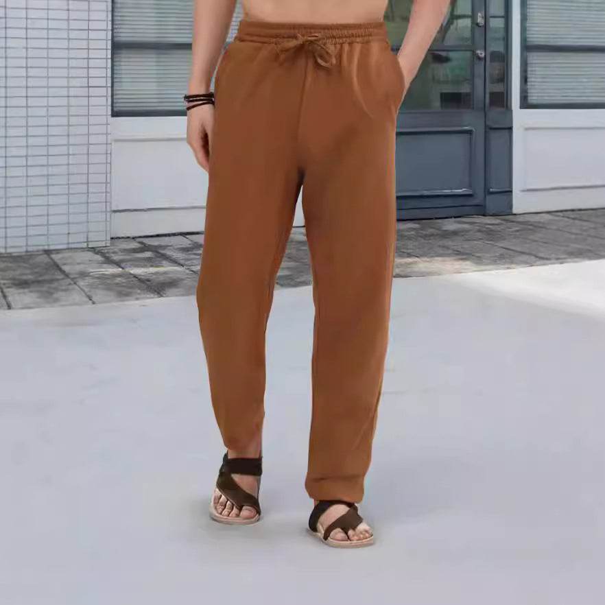 Casual Loose Pants for Men - Micro-Elastic Mid Waist in Solid Colors - Buy Center US