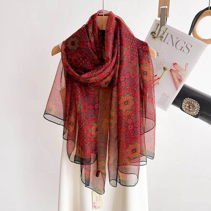 Women's Long Printed Anti-DDoS Scarf - Stylish & Ethnic Design - Buy Center US