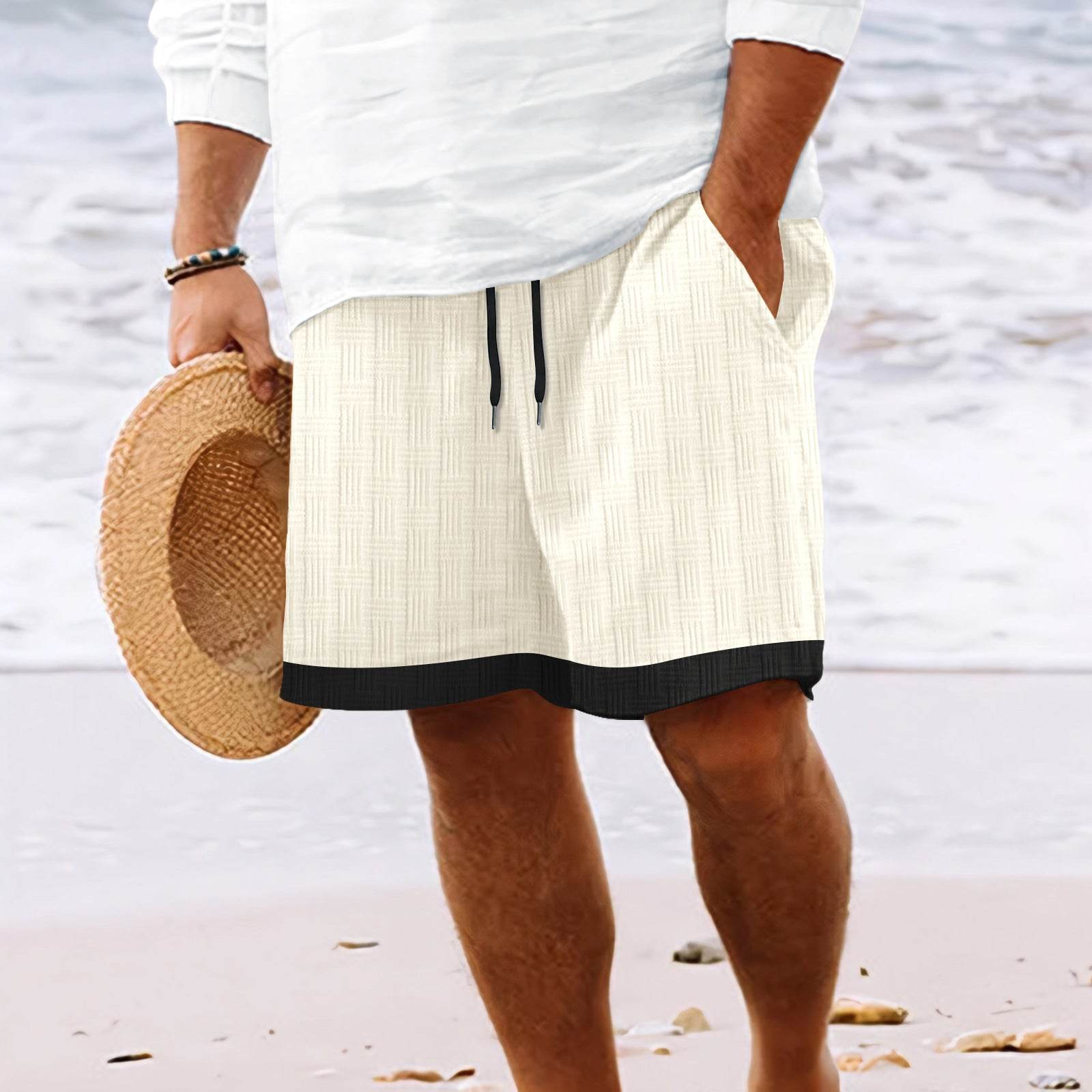 Buycenter Men's Jacquard Stripe Shorts - Stylish Drawstring & Micro Elasticity - Buy Center US