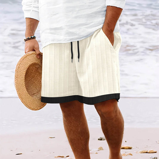 Buycenter Men's Jacquard Stripe Shorts - Stylish Drawstring & Micro Elasticity - Buy Center US