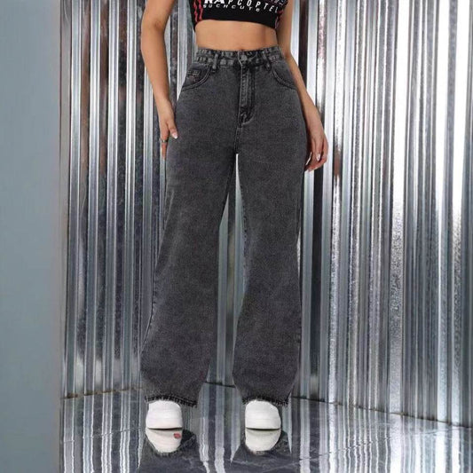 High Waist Embroidered Jeans for Women - Casual Loose Trousers - Buy Center US