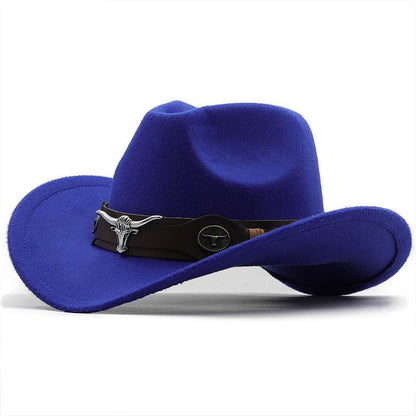 Fashion Woolen Western Denim Top Hat - Sun Protection, Multiple Colors - Buy Center US