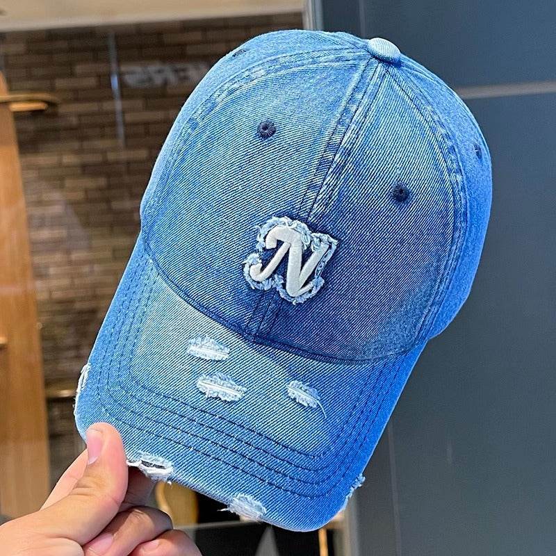 Embroidered Denim Baseball Cap - Women's Adjustable Sun Hat for All Seasons - Buy Center US