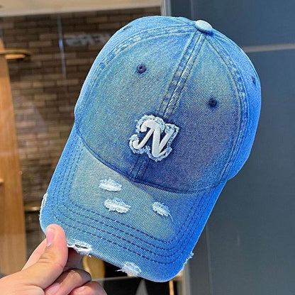 Embroidered Denim Baseball Cap - Women's Adjustable Sun Hat for All Seasons - Buy Center US