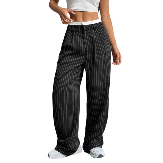 Casual Loose Straight-Leg Pants - High Waist, Multiple Colors Available - Buy Center US