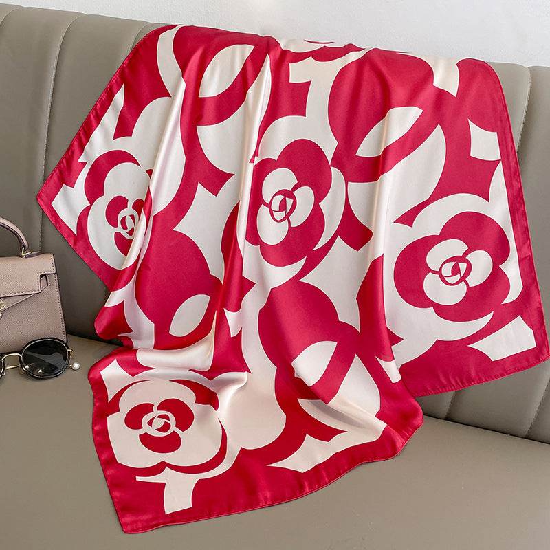 Camellia Socialite Square Headwrap - Fashionable Silk Scarf for Women - Buy Center US