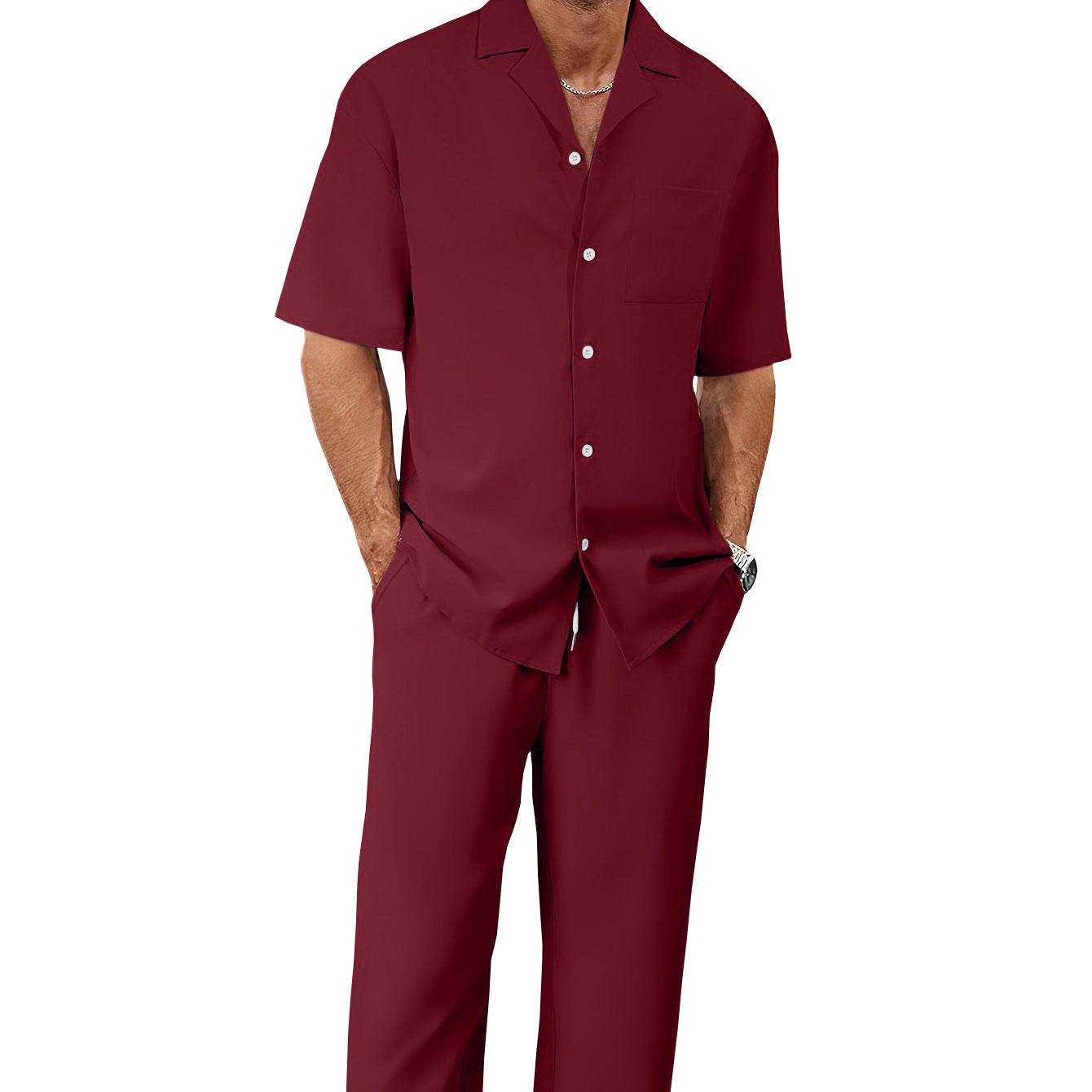 Buycenter Men's Leisure Suit - Short Sleeves & Trousers in Various Colors - Buy Center US