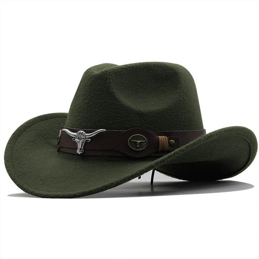 Fashion Woolen Western Denim Top Hat - Sun Protection, Multiple Colors - Buy Center US