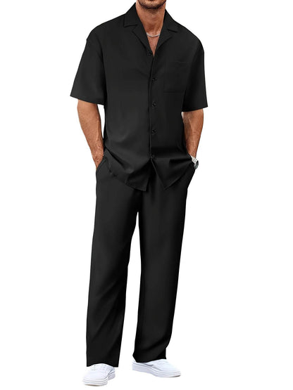 Buycenter Men's Leisure Suit - Short Sleeves & Trousers in Various Colors - Buy Center US