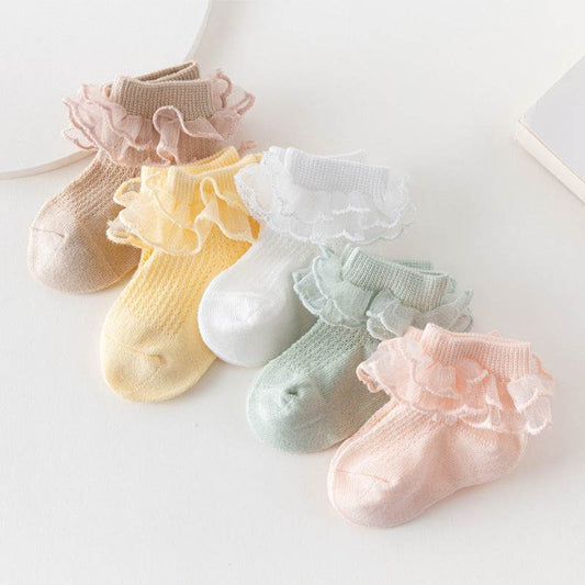 Breathable Lace Girls' Socks - Fashionable Cotton Styles in 5 Colors - Buy Center US