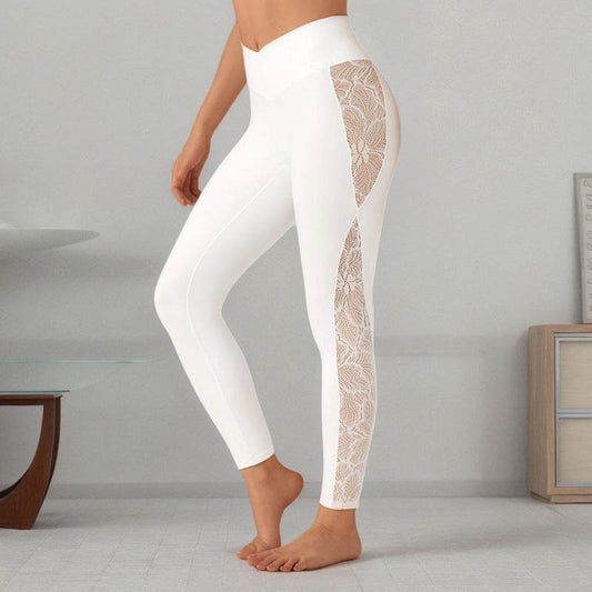 Slim Lace Stitching Yoga Leggings - High Top Fitness Pants for Women - Buy Center US