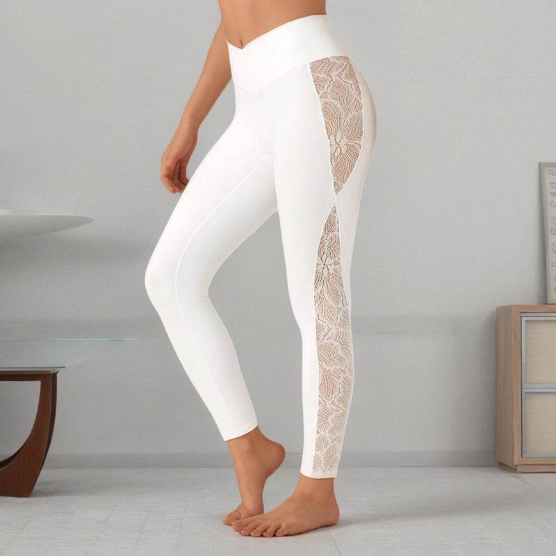 Slim Lace Stitching Yoga Leggings - High Top Fitness Pants for Women - Buy Center US
