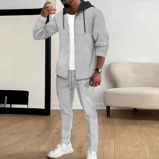 Buycenter Men's Casual Color Block Jacket & Trouser Set - Stylish Comfort - Buy Center US