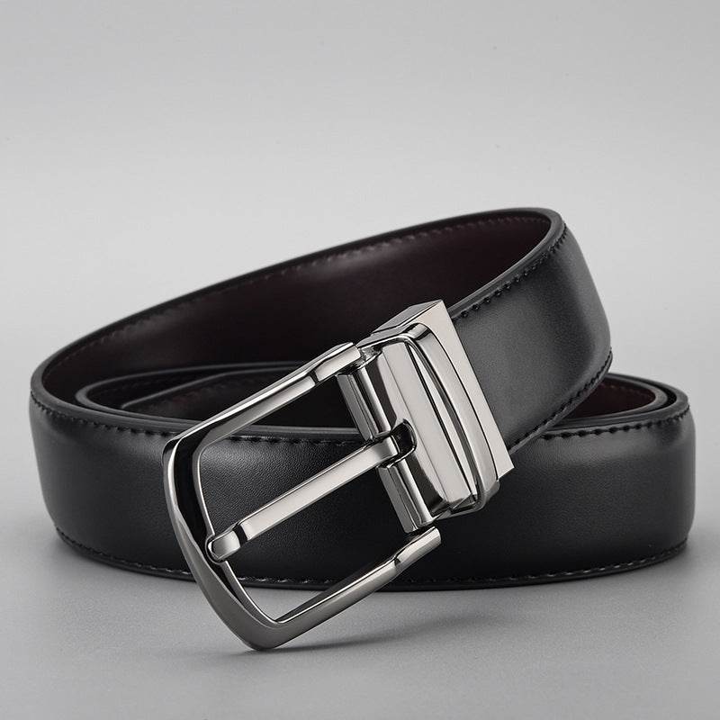 Buycenter Men's Leather Business Belt - Pin Buckle, Stylish Rotation Design - Buy Center US