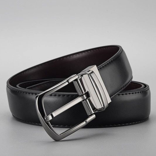 Buycenter Men's Leather Business Belt - Pin Buckle, Stylish Rotation Design - Buy Center US